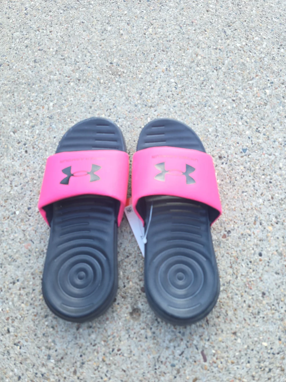 Under Armour Pink & Black Slide Sandals Little Girls Size 1Y